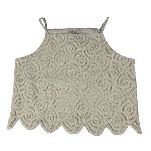 LOFT Crochet Lace Cami Top Size L Ivory Scalloped Hem NWT Cottagecore